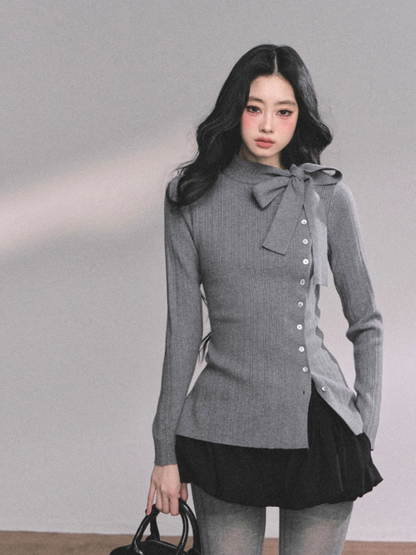 少也眼 Austin Heiress French-Style Slim Fit Long Sleeve Knit Tee