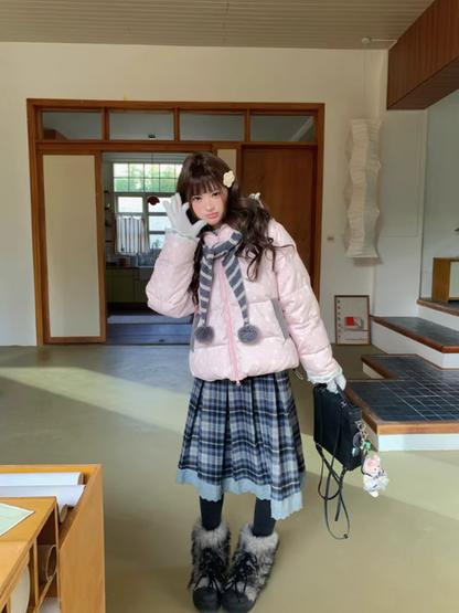 阮阮自制 - "Cherry Amber Star" Star Hooded White Duck Down Jacket