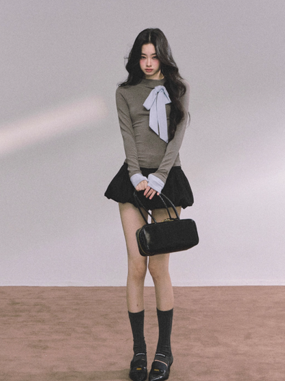 少也眼 Chanel-Inspired Loose Fit Tweed Jacket + Gray Top