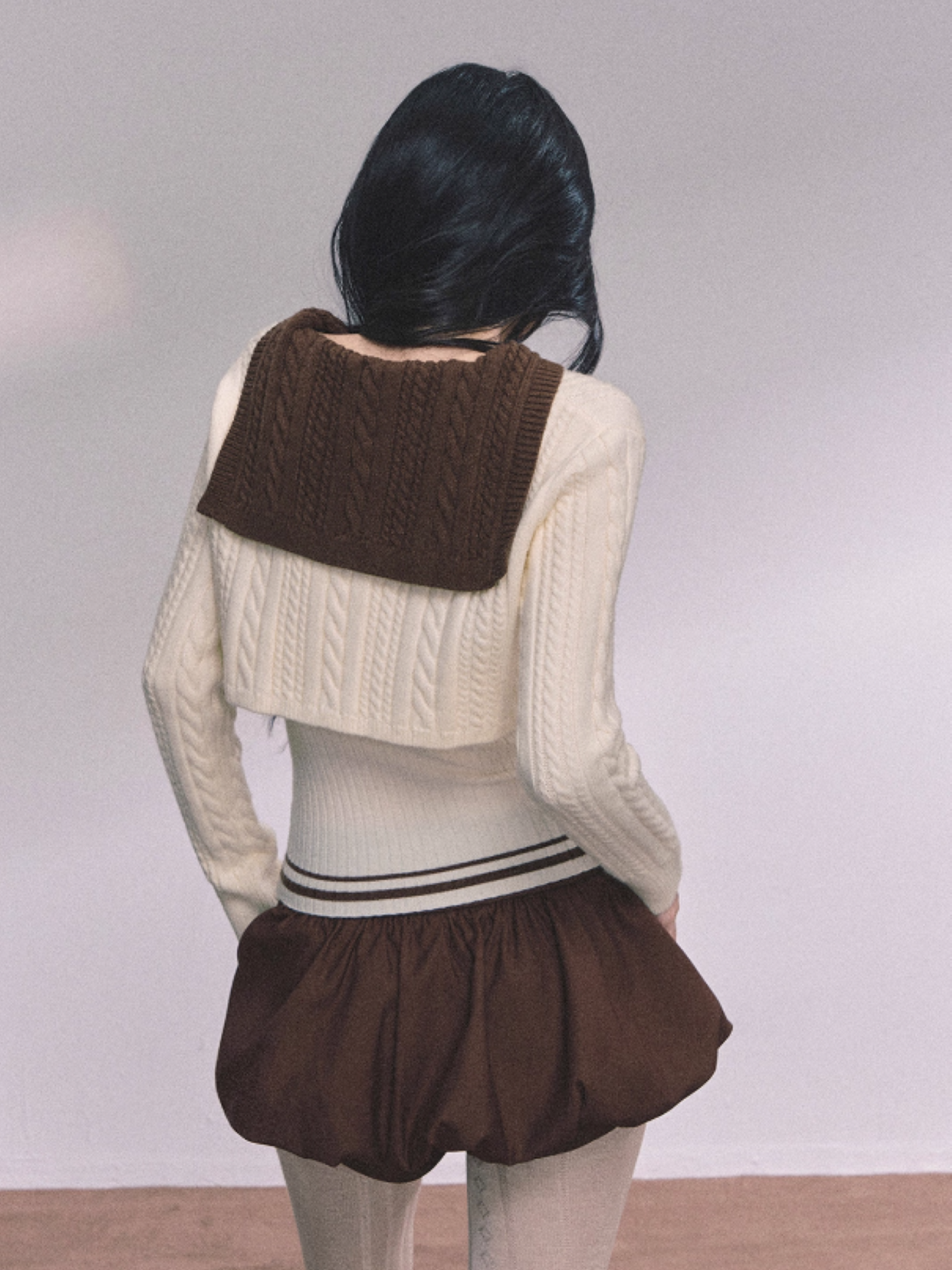 少也眼 Minai Jenny American-Style Knit Two-Piece Top Set