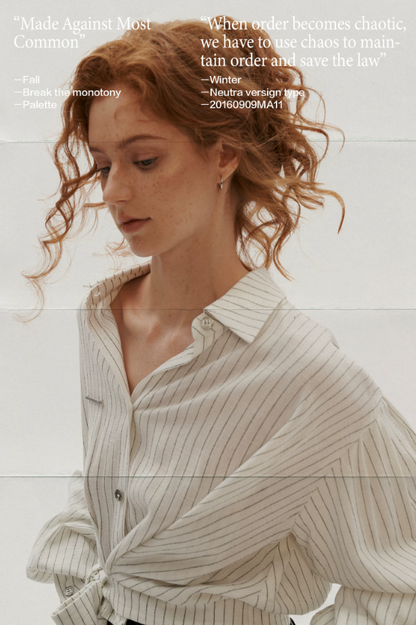 MAMC - White French Striped Wrap Waist Shirt