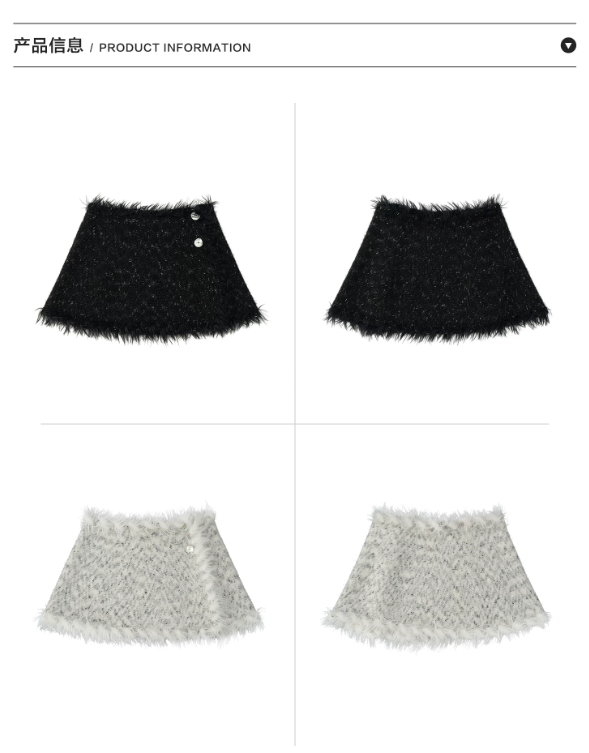 MAMC - Textured Two-Way Knit Scarf & Shawl with Long-Hair Fringe (Black / White)