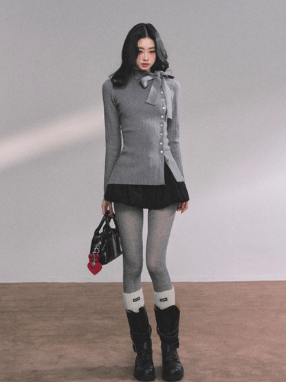 少也眼 Austin Heiress French-Style Slim Fit Long Sleeve Knit Tee
