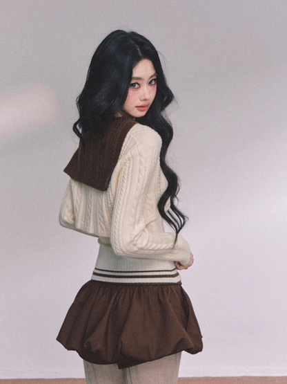 少也眼 Minai Jenny American-Style Knit Two-Piece Top Set