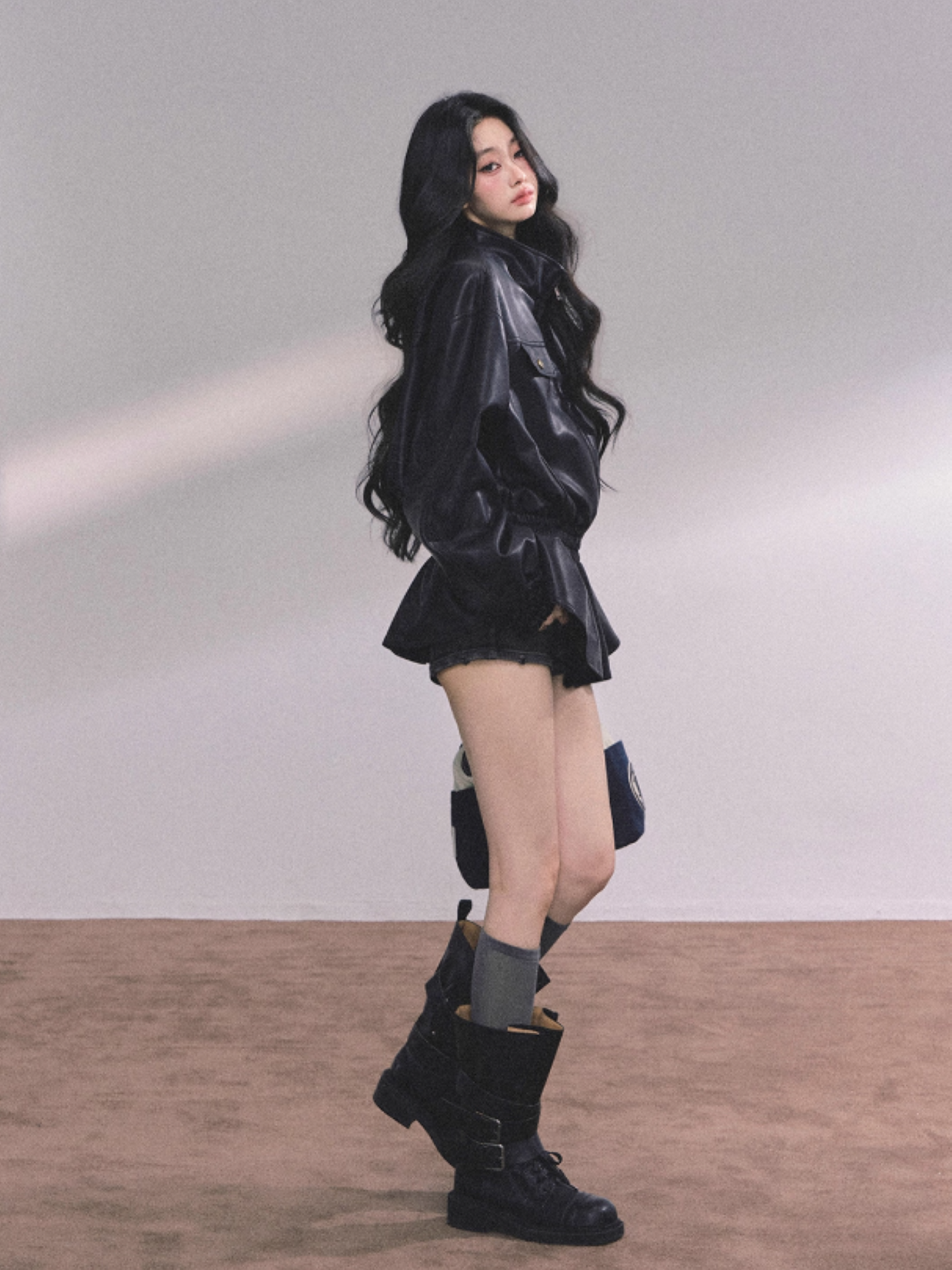 少也眼 Moto-Style PU Leather Jacket