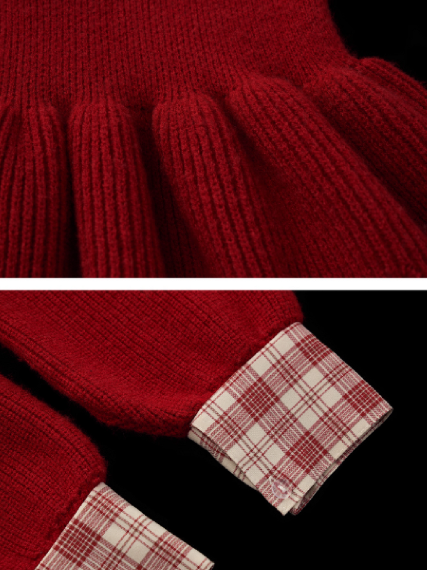 Red Plaid Off-Shoulder Knit Dress WE724