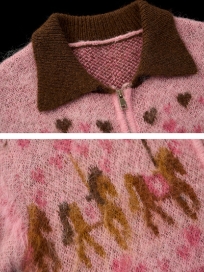 MAMC - Pink Carousel Pony Zip-Up Cardigan WE843