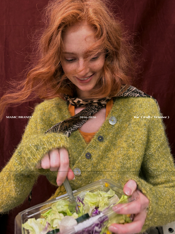 MAMC - Green Textured Cross-Tie Waist Knit Sweater