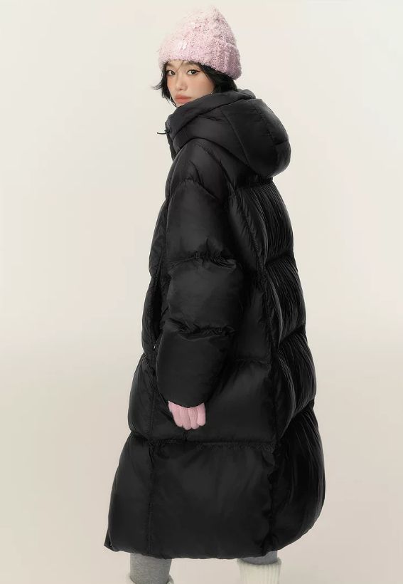 EPTISON - Jet Black Long 90% White Duck Down Puffer Coat