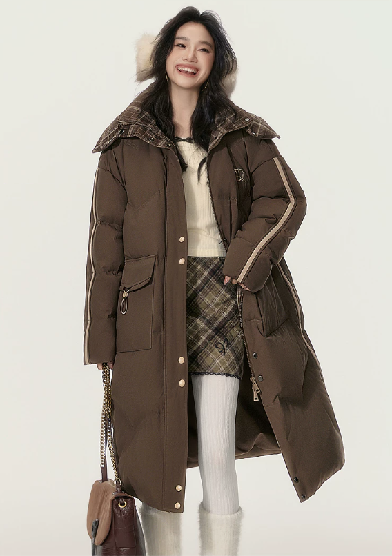 EPTISON - Brown 90% White Duck Down Long Puffer Coat