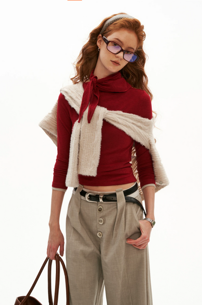 MAMC - Mocha Fuzzy Diamond-Texture Lace Knit Cardigan (Brown / Gray / Beige)