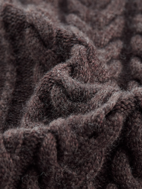 FUSSED Hazelnut Brown Vintage Cable Knit Wool Pullover Sweater FOF-25SS164b