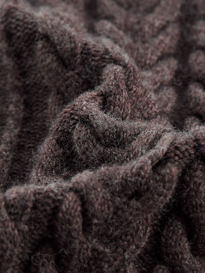 FUSSED Hazelnut Brown Vintage Cable Knit Wool Pullover Sweater FOF-25SS164b