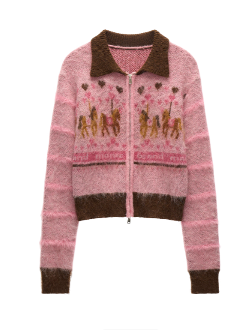 MAMC - Pink Carousel Pony Zip-Up Cardigan WE843