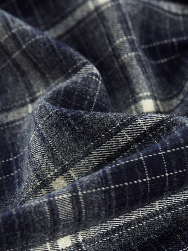 FUSSED Asymmetrical Layered Plaid Dress – Midnight Blue FOF-25AW215