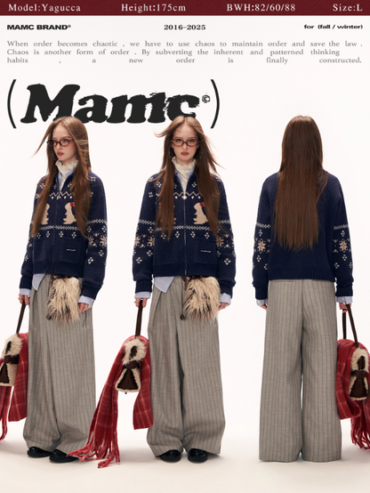 MAMC - Cozy Snowflake Bunny Knit Cardigan – Blue WE873