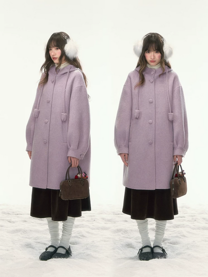 [CAN] “Soft Mist Tulip” Purple Long Hooded Wool Coat WW2025446