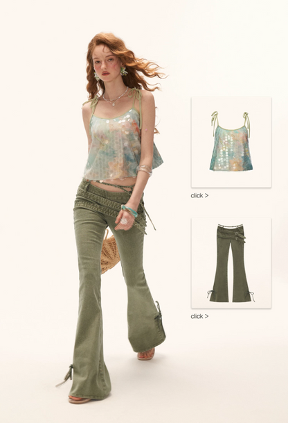 Iridescent Watercolor Sequin Cami Top WE935