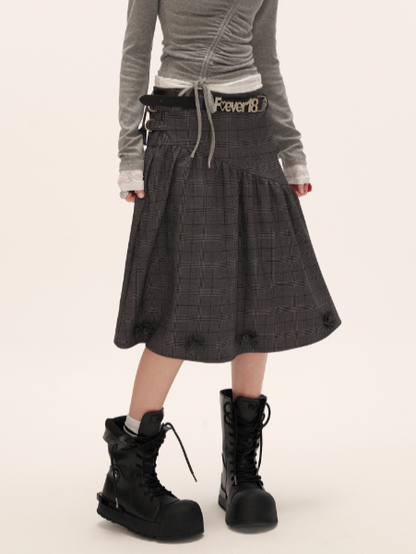 MAMC - Embellished Plaid Midi Skirt WE832