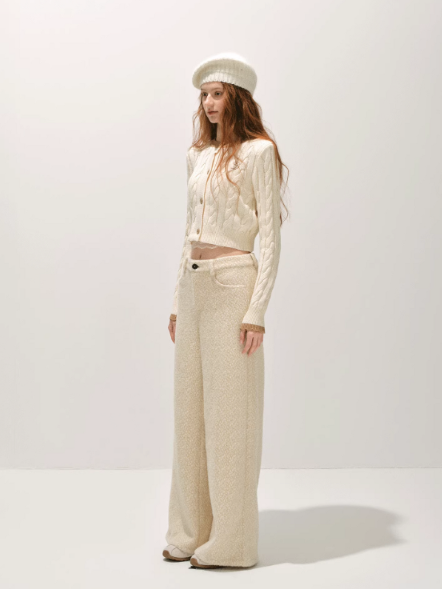 "冬迹序曲" Speckled Two-Tone Textured Winter Trousers (Beige)
