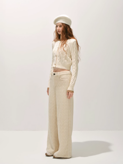 "冬迹序曲" Speckled Two-Tone Textured Winter Trousers (Beige)