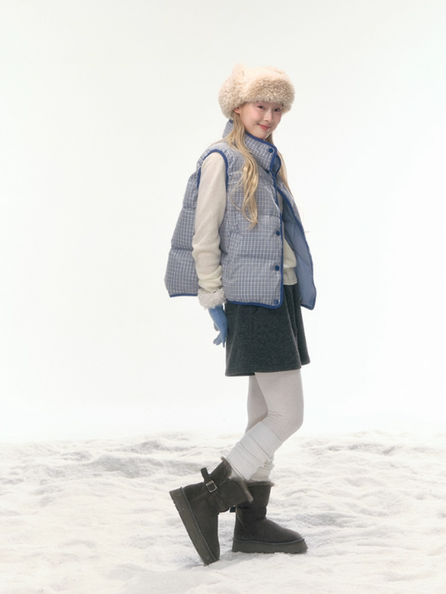 "Clear Sky Check Duo" Reversible Down Vest LL2025456