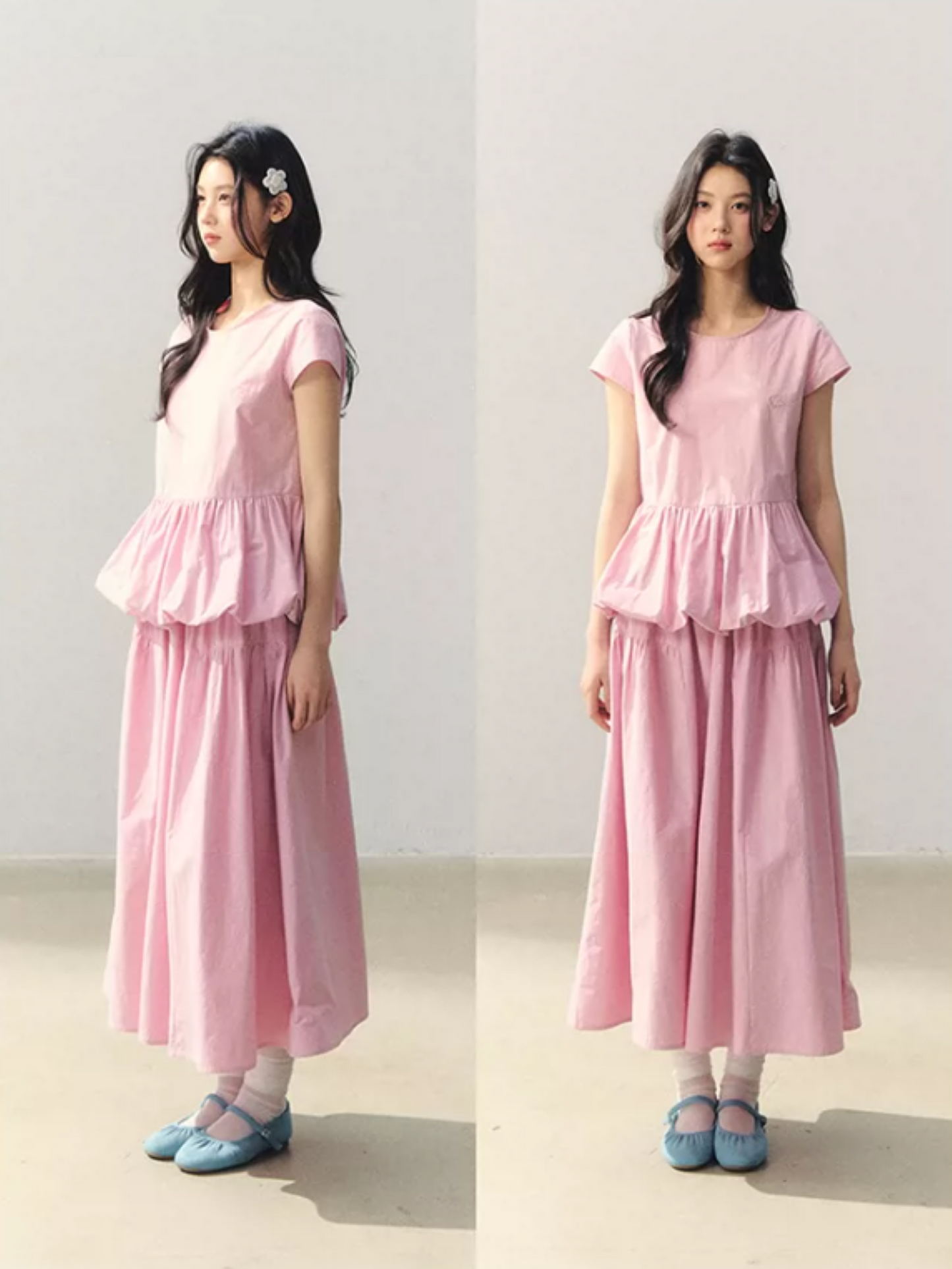"Raspberry Bloom Letter" Sleeveless Top & Bubble Skirt Set SJ2026018