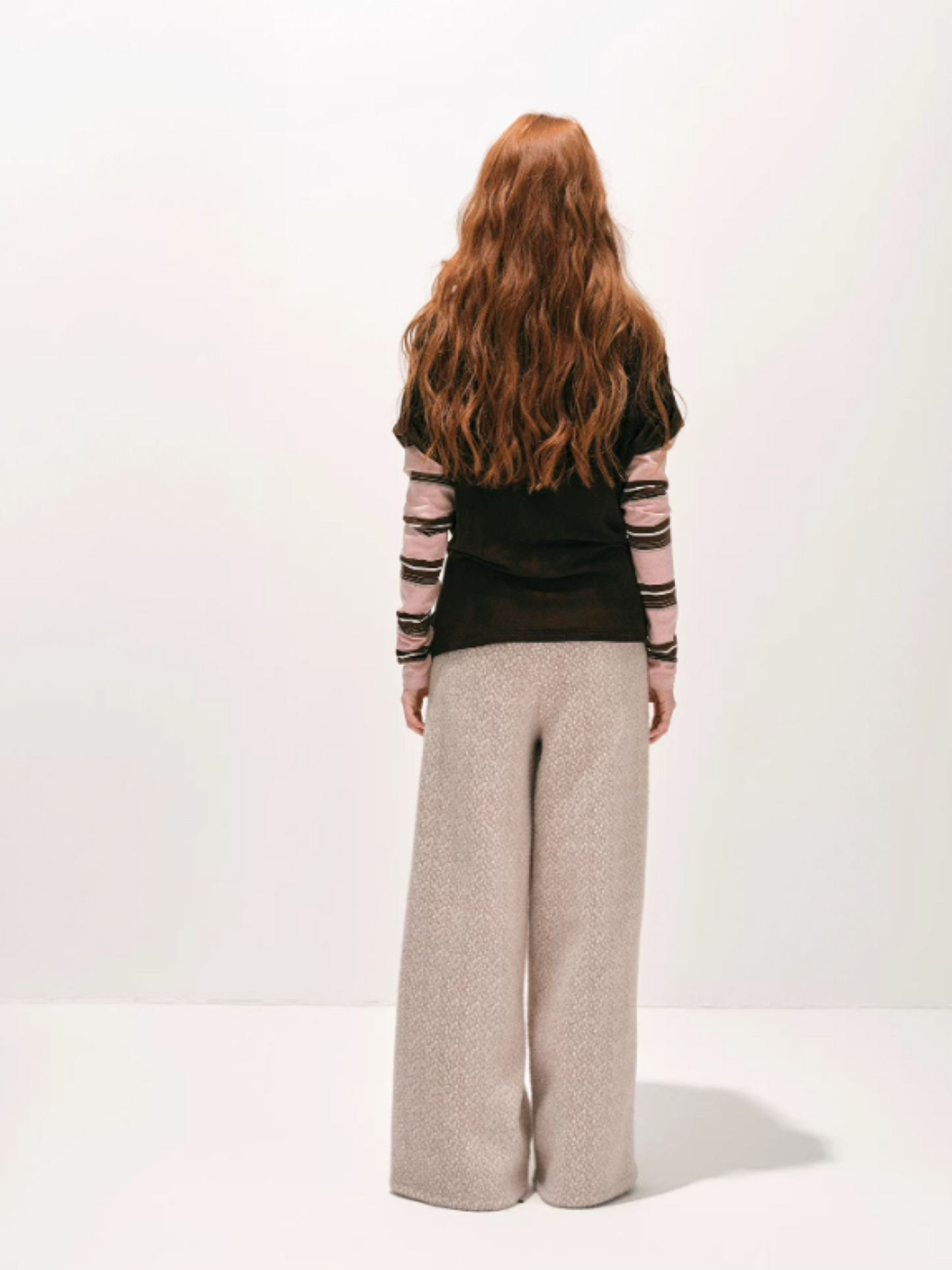 "冬迹序曲" Speckled Two-Tone Textured Winter Trousers (Rose Sand)