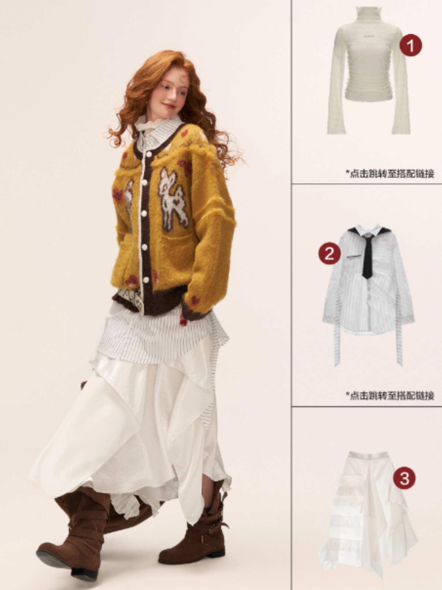 MAMC - Cute Bow Deer Knit Cardigan (Yellow)