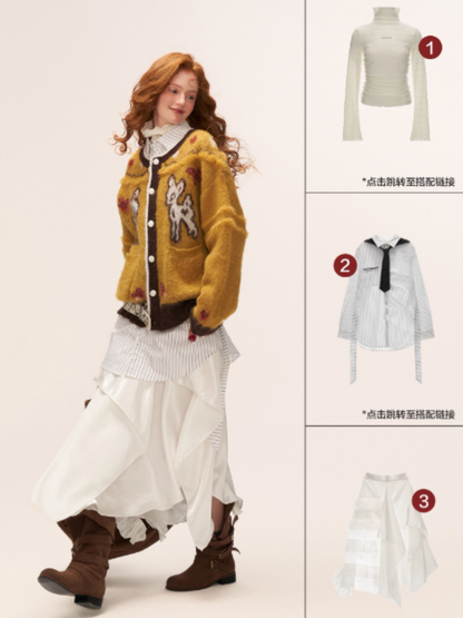 MAMC - Cute Bow Deer Knit Cardigan (Yellow)