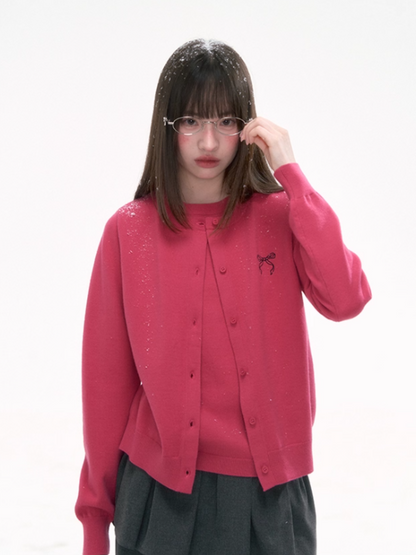 “Sweet Aura” Embroidered Layered-Look Knit Cardigan LL2025267