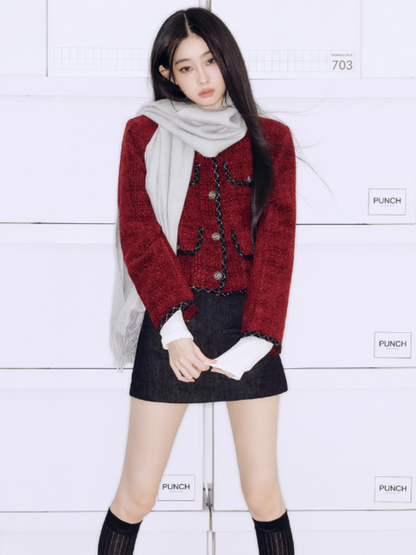 PCH - Quilted Red Tweed Jacket