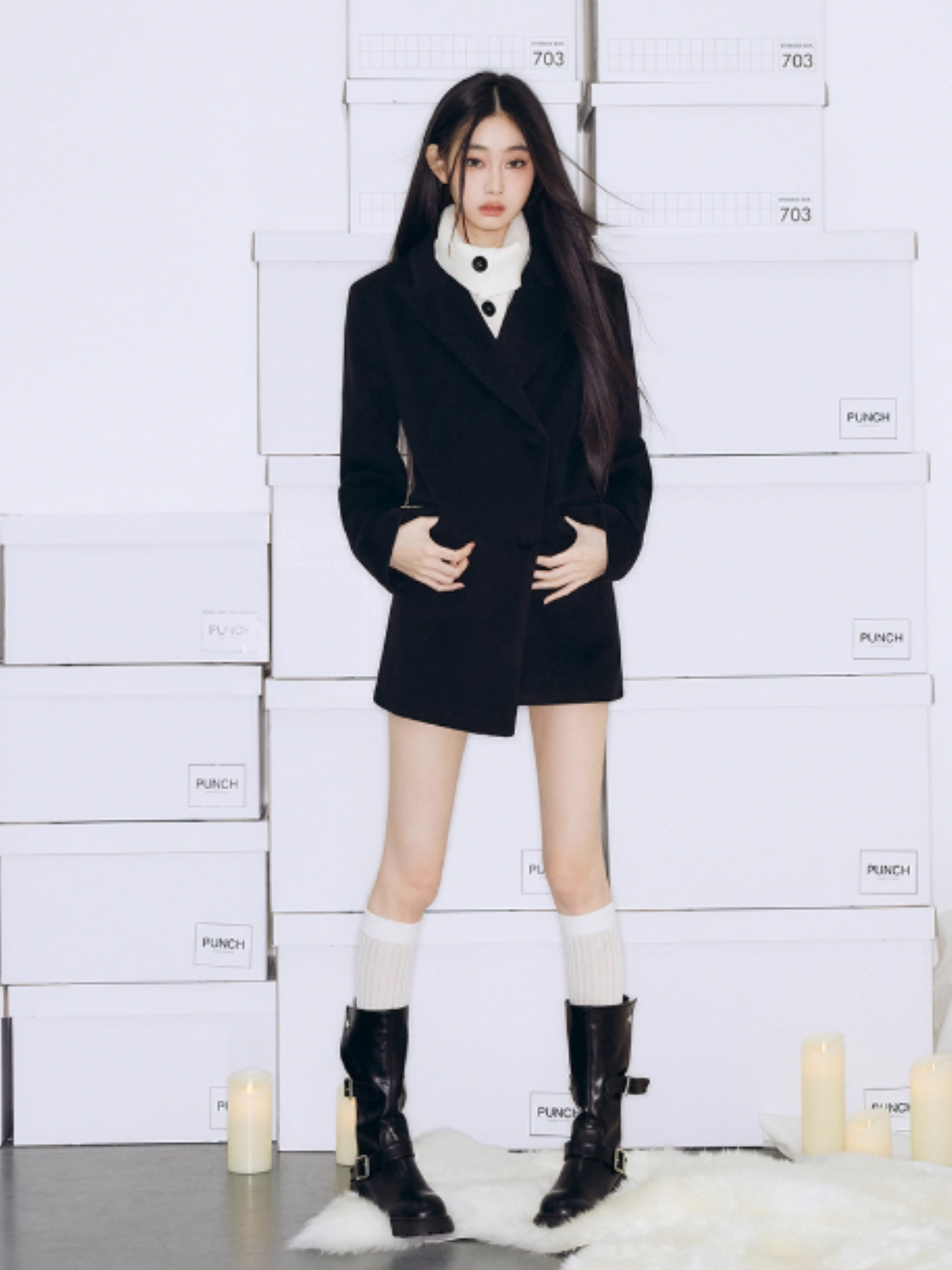 PCH - Faux Two-Piece Notched Lapel Woolen Blazer