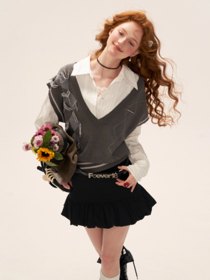 MAMC - Black Ruched Tulip Mini Skirt WE729