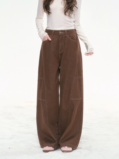 "Caramel Latte" Vintage Wide-Leg Pants – Brown LL2025313