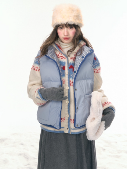 "Clear Sky Check Duo" Reversible Down Vest LL2025456