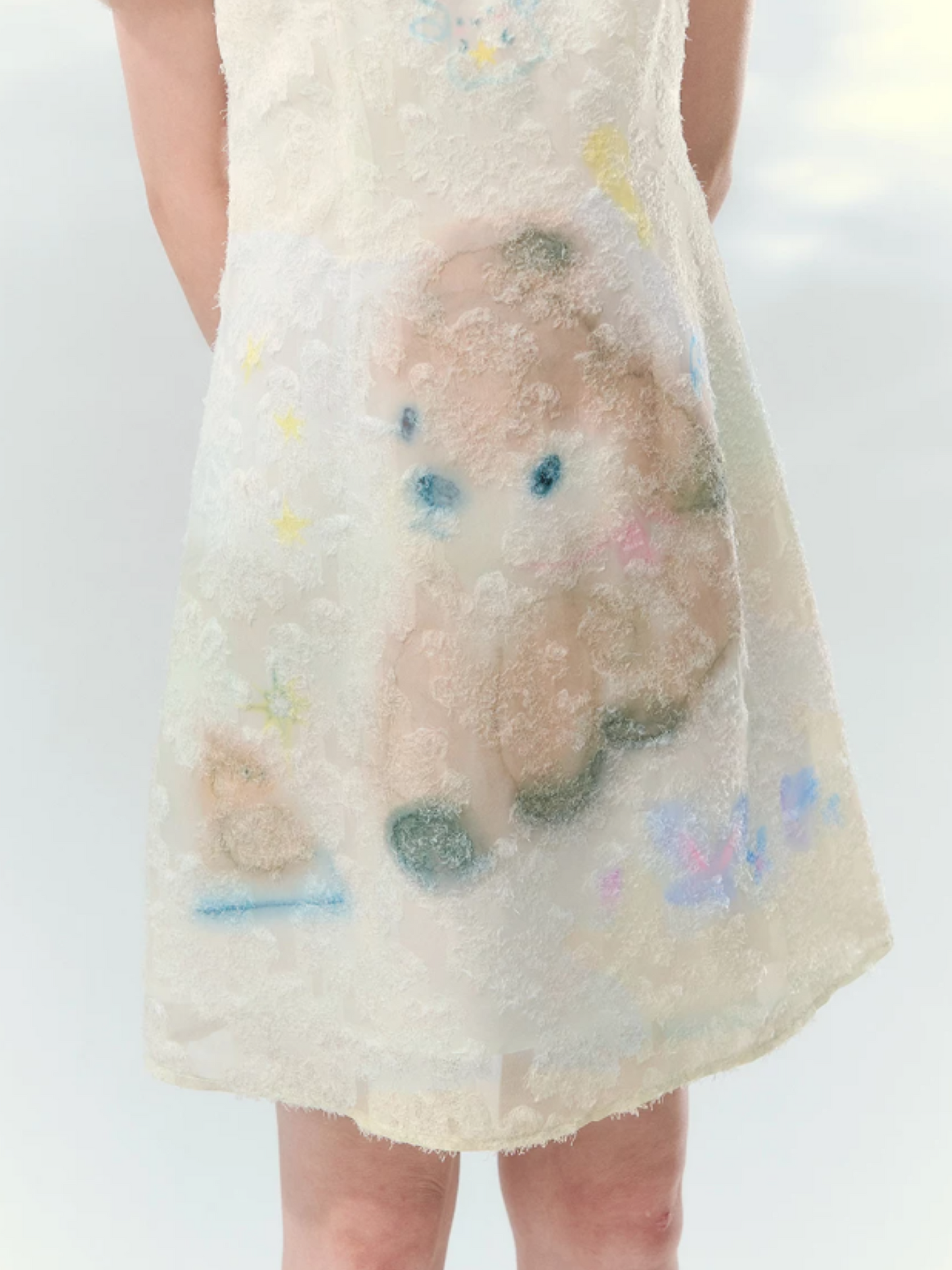 “Velvet Deer Whisper” Ivory Deer Print Cheongsam Dress LL2026174