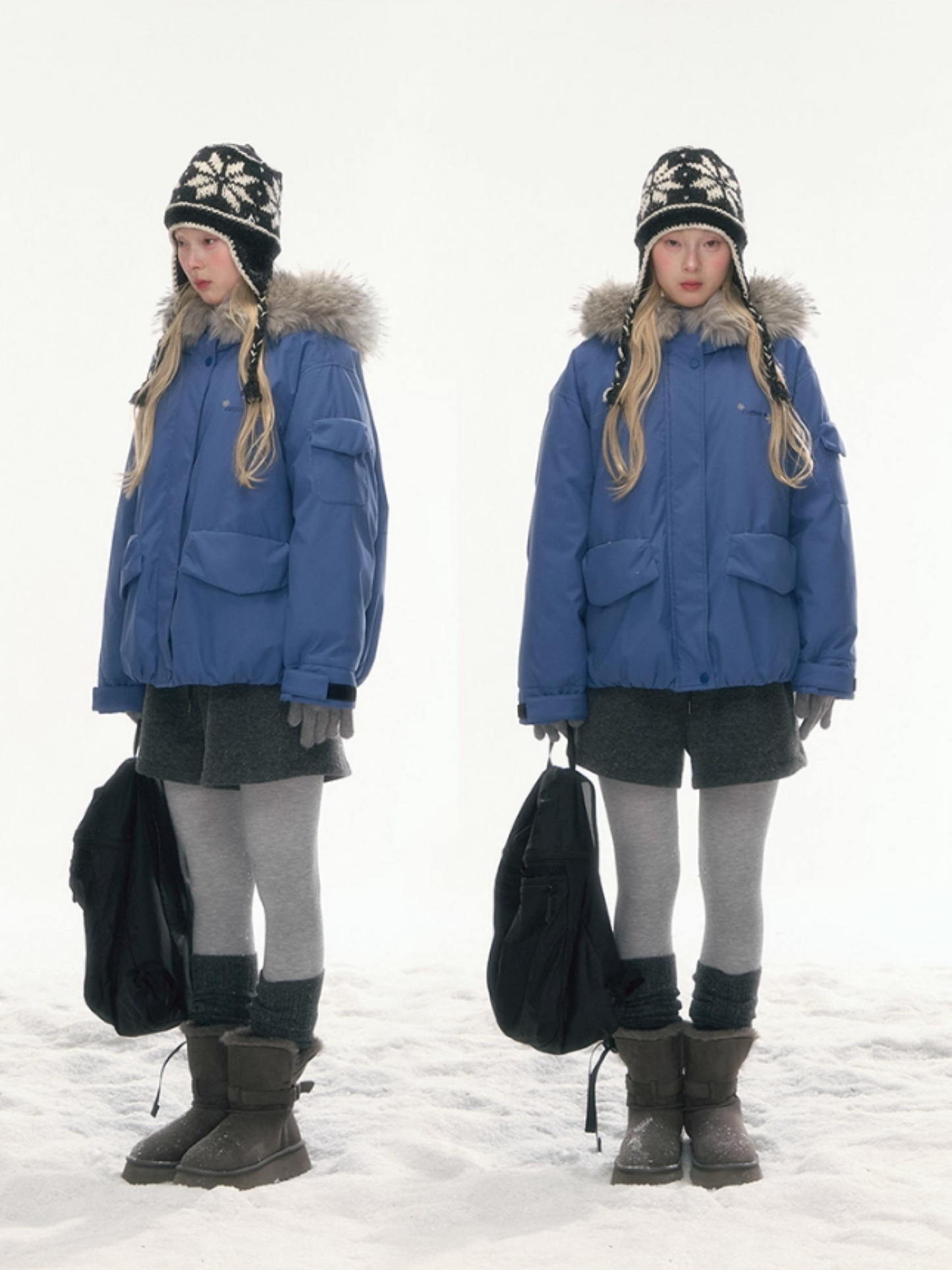 "Cloud Drift Guide" Deep Gray-Blue Puff-Parka Down Coat LL2025441