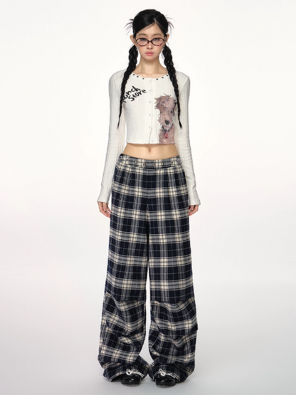 PCH - Black & White Plaid Wide-Leg Pants