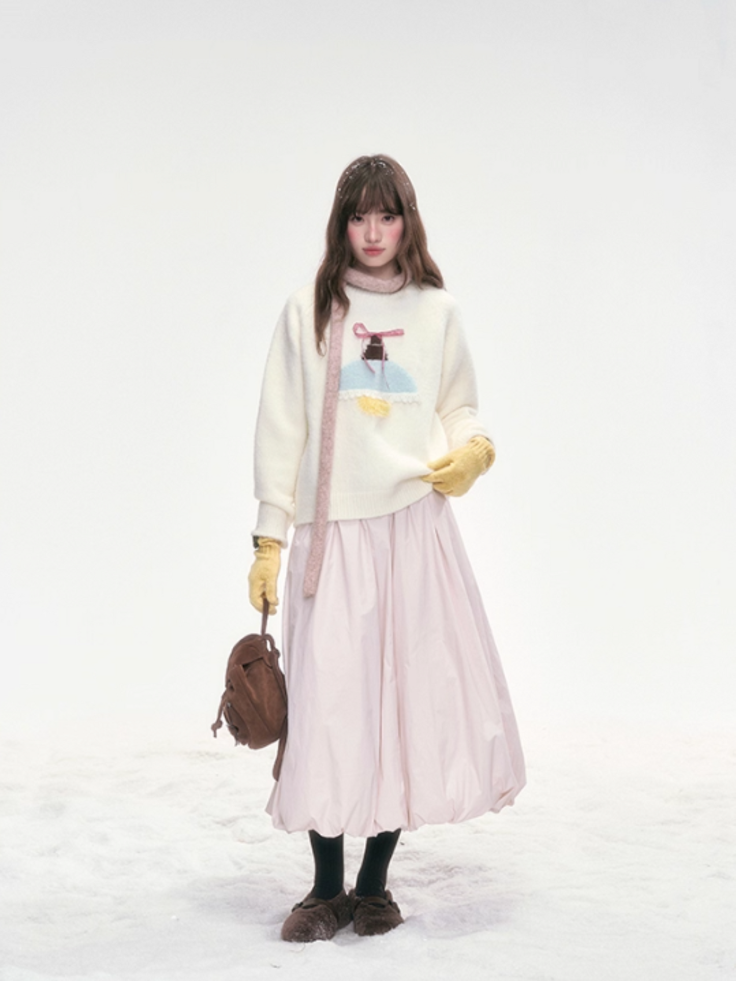 "Iceland Glow" Bow Knit Sweater – Cream White LL2025321