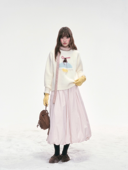 "Iceland Glow" Bow Knit Sweater – Cream White LL2025321