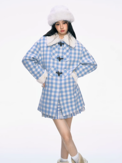 PCH - Blue Padded Mid-Length Wool-Blend Coat