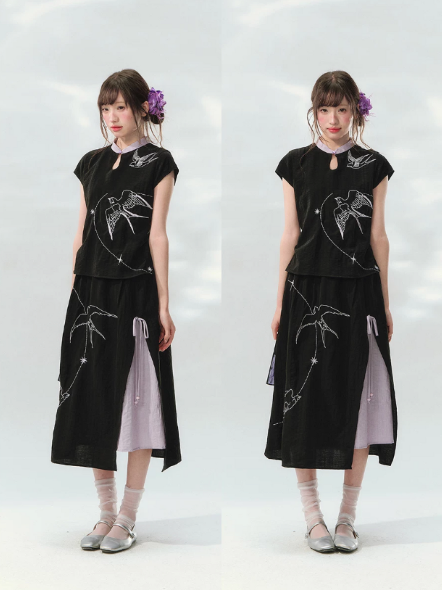 “Swallow Star Path” Modern Chinese Embroidered Skirt Set GZ2026167