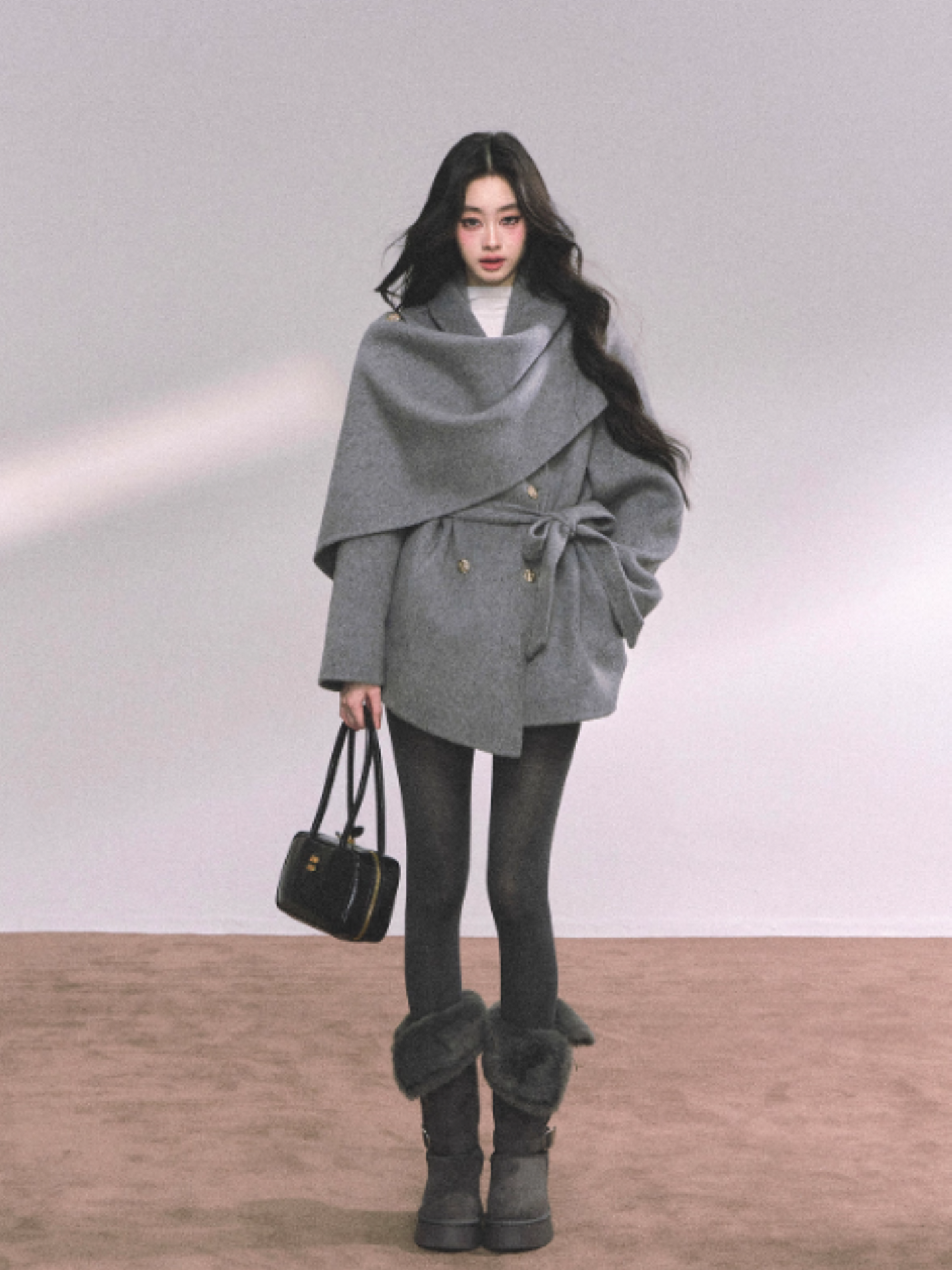 少也眼 “Winter Balcé Whisper” Wool Blend Overcoat - Gray 7886436