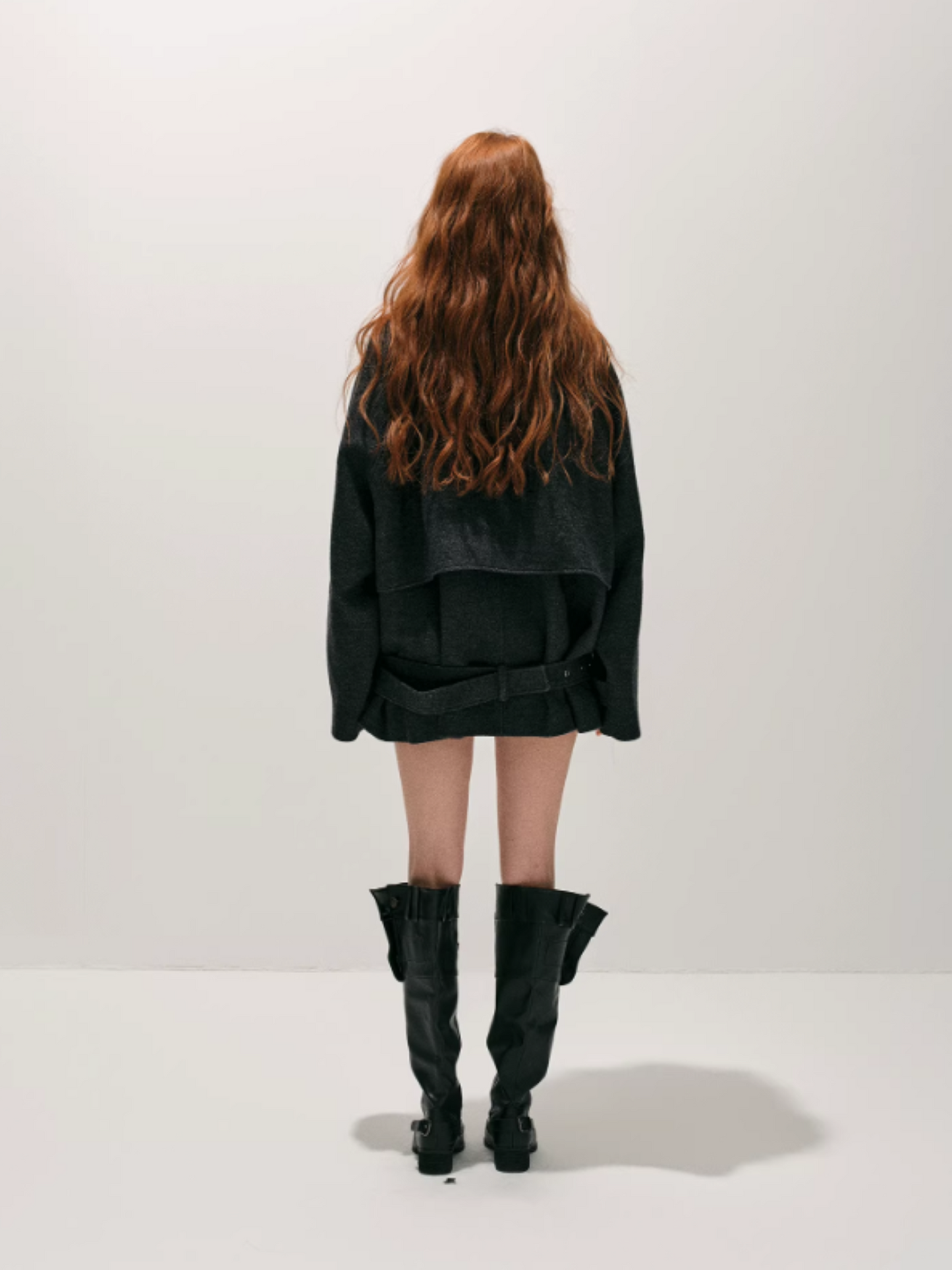 "柔廓定理" Wool-Blend Structured Military Coat with Stand Collar
