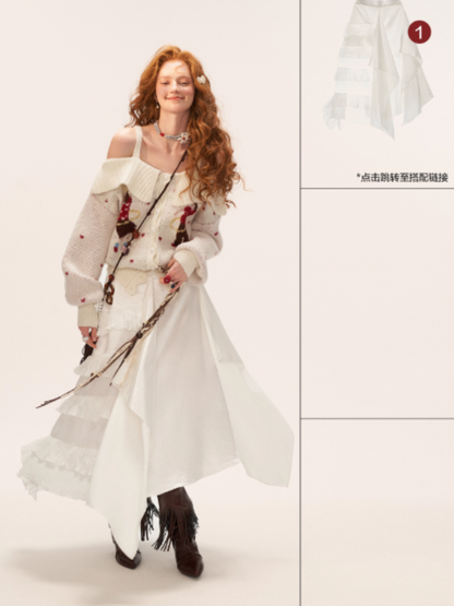 MAMC - Two-Way Hoop Neck Sweater Cardigan