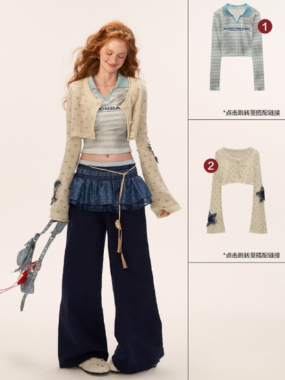MAMC - Blue Layered Waist Wide-Leg Pants