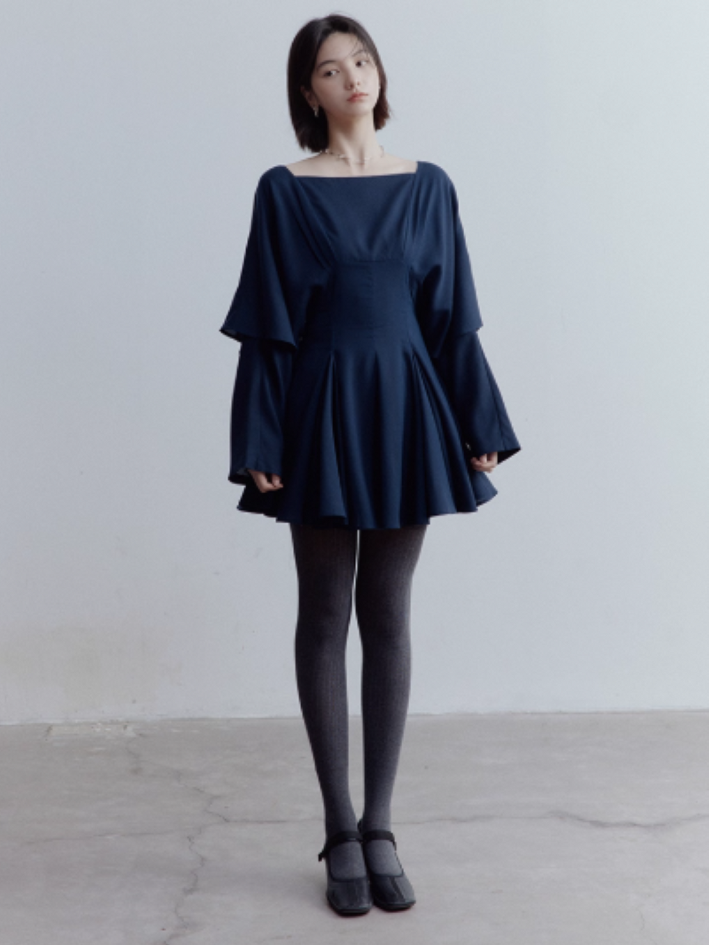 FUSSED Midnight Butterfly Deconstructed Layered Dress – Eclipse Blue FOF-25SS139