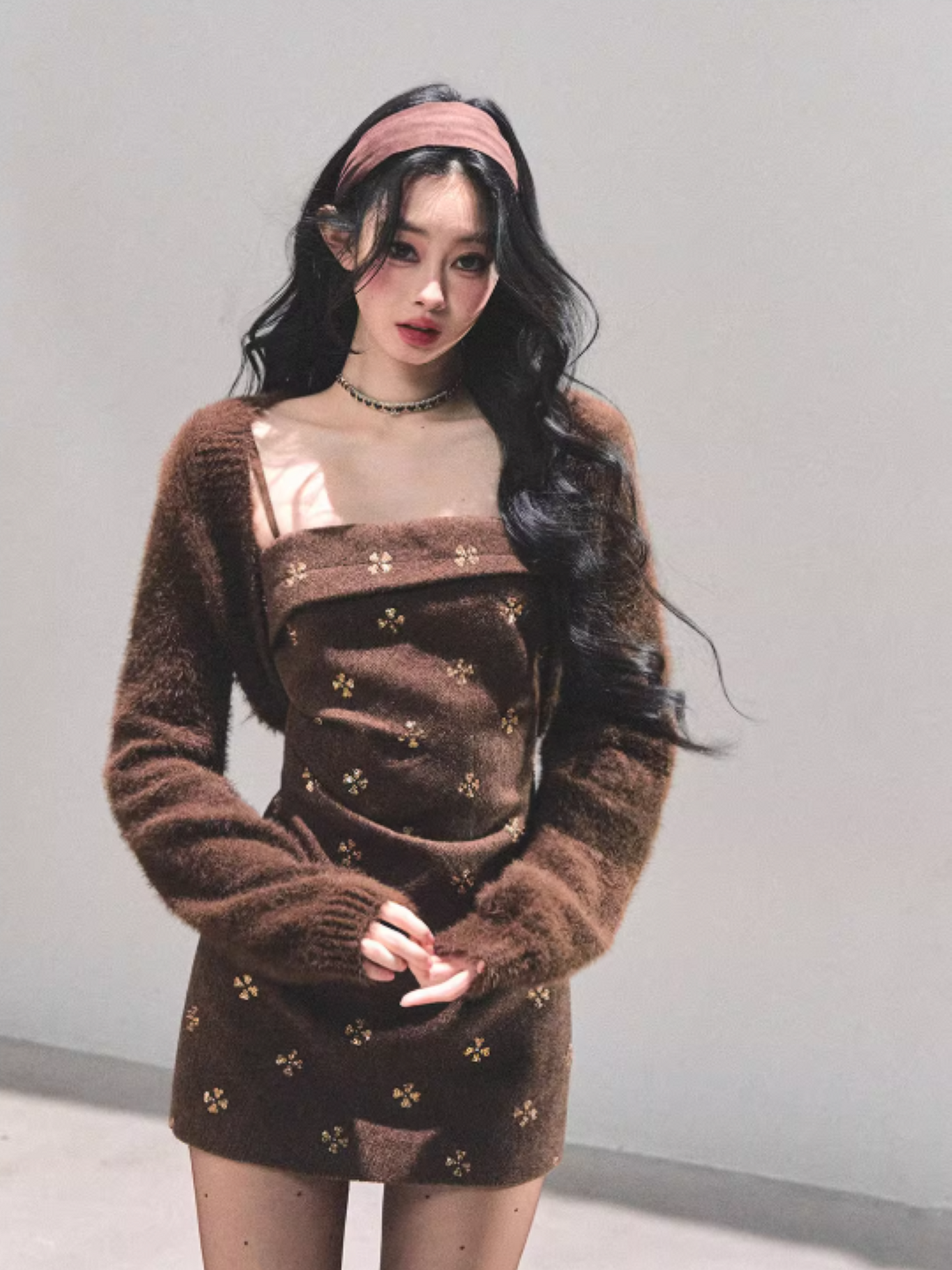 "海棠花未眠" Autumn Glow Spaghetti Strap Dress