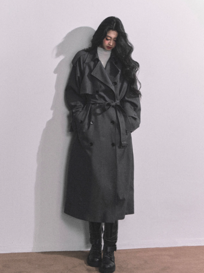少也眼 Runway-Inspired French British Loose Trench Coat